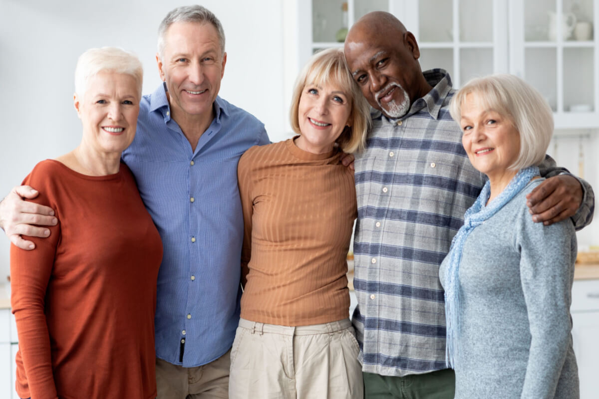 Group of Seniors, Smiling, Shoulder to Shoulder